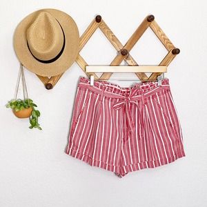 American Eagle Paperbag Shorts Red Stripe Size 14